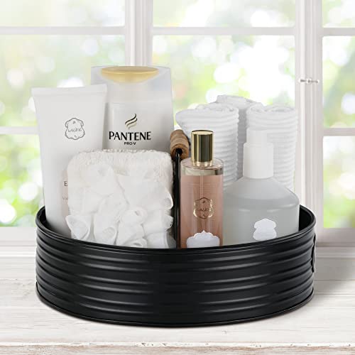 Autumn Alley Rustic Farmhouse Bath Caddy for Shower – Toiletries Countertop Organizer for Bathroom – Industrial Chic Décor – Matte Black Bathroom Accessories (Aged Black), Large