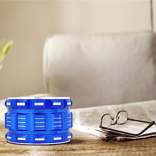 3 Inches 4 Pieces Premium Herb Grinder - Aluminium Large Spice Grinder with Pollen Catcher, Comes with Pollen Scraper and Cleaning Brush, Blue 3 in (75 mm)