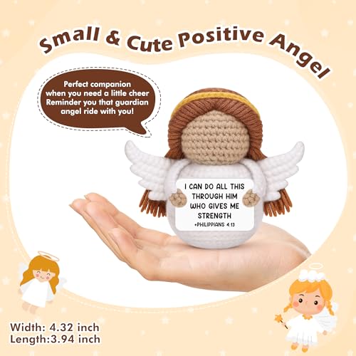 Christian Religious Easter Gifts for Women Mom Friend Teens, Jesus Scripture Crochet Guardian Angel with Philippians 4:13 Bible Verse, Motivational Inspirational Encouragement Catholic Spiritual Decor +Phil 4:13