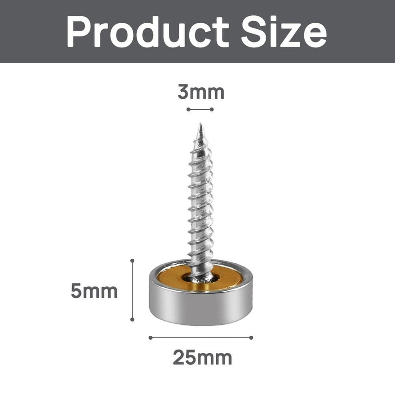 [Australia - AusPower] - Mirror Screws with Decorative Caps Solid Brass Screw Cap Nails Silver Mirror Screws Fasteners (25MM 4Pack) Silver 25MM 4Pack 