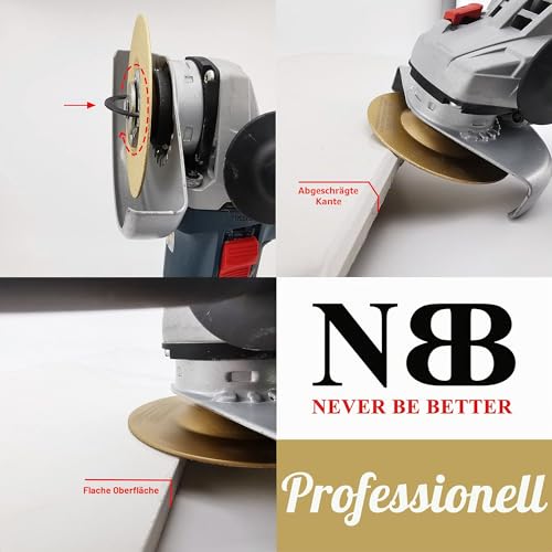 NBB Brazed Diamond Grinding Wheel, Dry or Wet Grinding on Granite, Marble, Ceramic, Tiles, Porcelain, Stone, Masonry with 22.23mm Shank, Connected to Angle Grinder (Medium, 1) Mittel, 100 mm