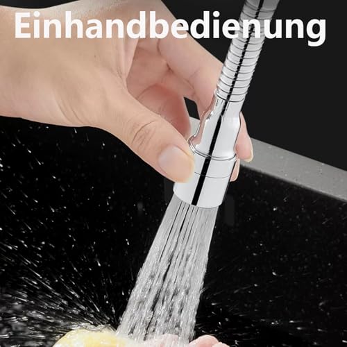 Tap Extension 50 cm, 360 Degree Swivel, 2 Modes Water Outlet, Stainless Steel, Polished, Perfect for Kitchen, Bathroom & More Adjustable - 2. Gear rotation adjustment: 50 cm