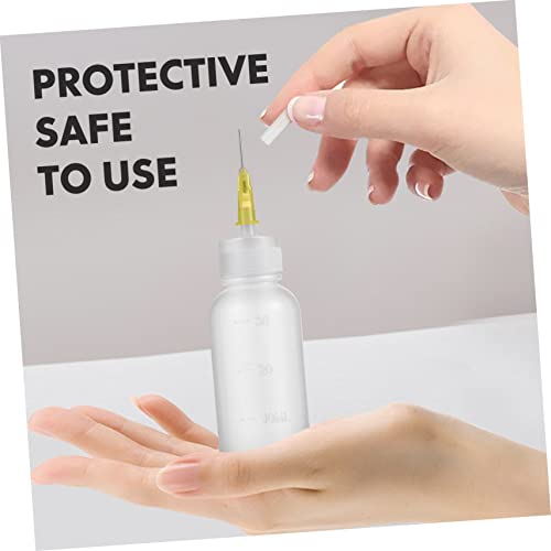 6 Sets Plastic Bottle with Mini Tip Bottle Dispenser for Liquid Flux Glue Dispenser Point Injections Adhesive Bottle with Precision Tip Approx. Glue 1