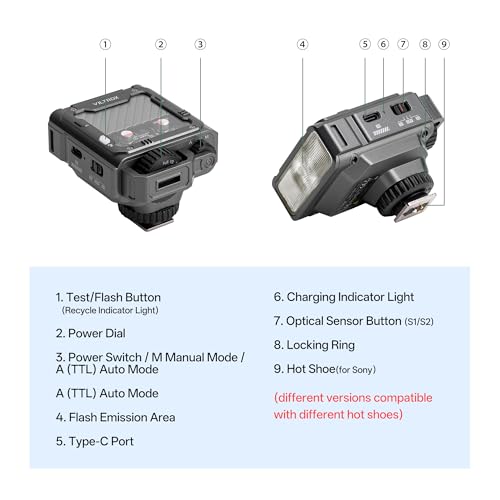 VILTROX Spark Z3 TTL Mini Camera Flash for Fuji, 6500K Small Flashlight High-Power GN16 Flash with Ultra-Fast 0.1–1s Recycle Time, TTL Auto with 7 Level Manual Power Control (Gray,for Fujifilm)