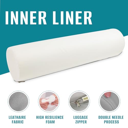 2 Pack Neck Roll Pillow, High-Density Foam Cylinder Bolster Pillow for Neck, Back & Lumbar Support, Ergonomic Round Pillow for Side Sleepers, Sleeping (5.9''x23.6'' Medium Grey) 23.6x5.9IN