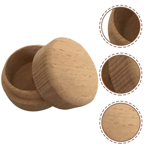 ARTIBETTER Small Boxes 3pcs Round Wooden Ring Boxes with Lid Small Earring Display Box Wooden Keepsake Box for Jewelry Earrings Necklace Proposal Engagement Birthday Wedding Ring Box (Pack of 2) 5.5X5.5X4.3cm (Pack of 2)
