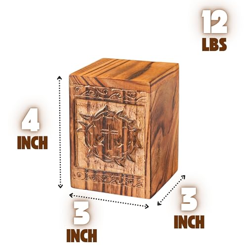 Hashcart Cross Design Wooden Urn for Human or Pet Ashes, 12 Lbs