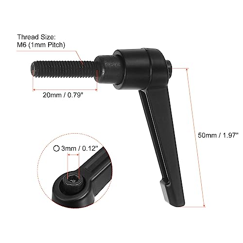 QUARKZMAN Pack of 8 Clamping Lever Handle M6 x 20 mm Male Thread Screw, Aluminum Alloy Adjustable Handles, Tension Lever for Machine Tools, Welding Machines, Pressure Equipment, Black M6 x 20mm