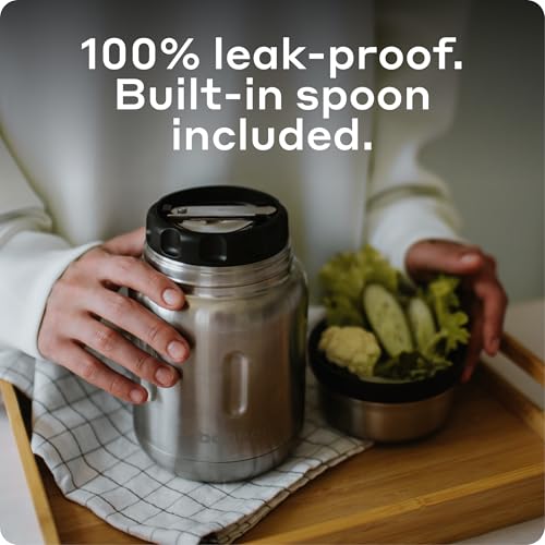 BOBBER 24 oz Insulated Stainless Steel Thermo for Hot Food with Extra-Wide Mouth, Built-in Spoon and Bowl – Keeps Food Hot for 14 Hours and Cold for 20 Hours (Matte) 24 Ounces Matte