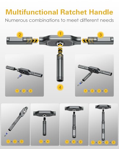 Bomivoi 71-in-1 magnetic ratchet screwdriver set with T-handle and interchangeable bits