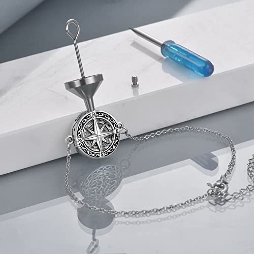 Celtic Knot Compass Urn Bracelet for Ashes 925 Sterling Silver Cremation Jewelry for Ashes Keepsake for Men Women
