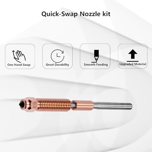 5PCS Quick-Swap Nozzle for Creality K1C, Titanium Copper Alloy Hardened Steel Nozzle, All-Metal Integrated High Temperature 0.2/0.4/0.6/0.8MM Nozzle Kits for K1C/Ender 3 V3 3D Printers for K1C (5PCS Muilt Size)