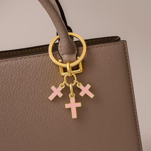 Cross Keyring, Layered Cross Keychain Bag Charms for Women