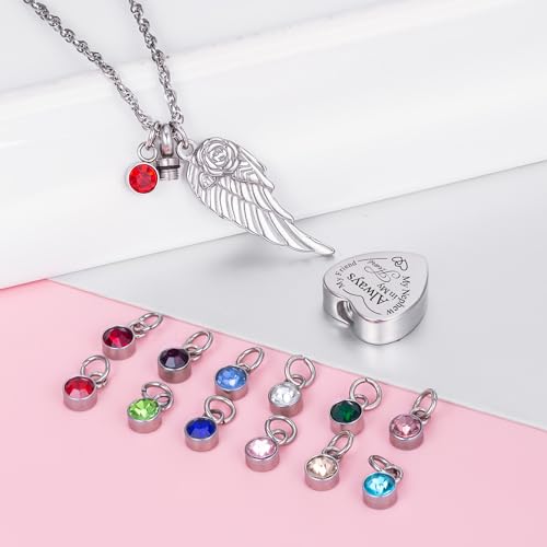 Gredstar Heart Urn Necklace for Ashes, Angel Wing Memorial Pendant My Nephew My Friend