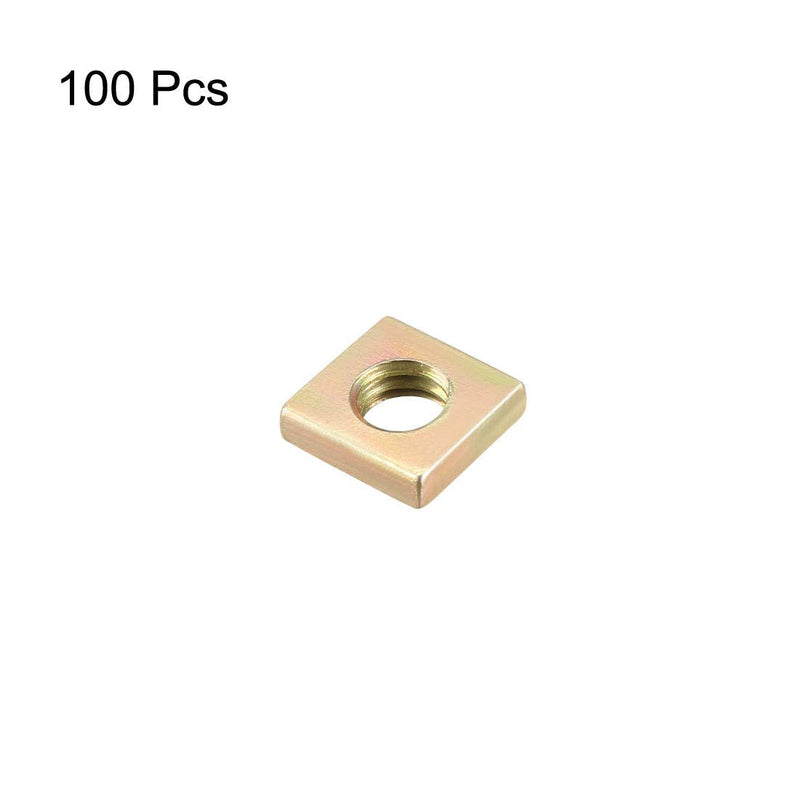 [Australia - AusPower] - uxcell Square Nuts, M4x7mmx2mm Yellow Zinc Plated Metric Coarse Thread Assortment Kit, 100 Pcs 