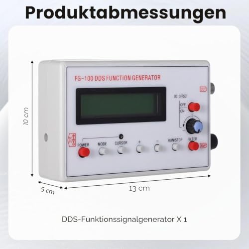 Fyearfly DDS Signal Generator 1Hz-500KHz FG-100 Frequency Generator Function Generator Sine Wave Rectangular and Triangle Wave Counter Signal Source for Testing and Debugging
