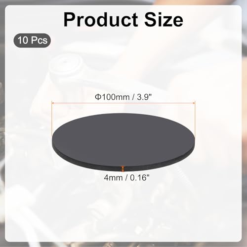 PATIKIL black rubber solid disc spacers, 100mm outer diameter x 4mm thick, 10 pieces