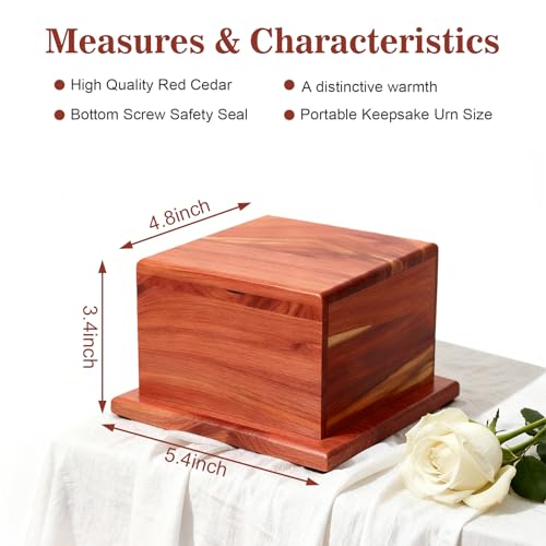 Small Cremation Wooden Urn for Human Ashes, Holds 38 Cubic Inches