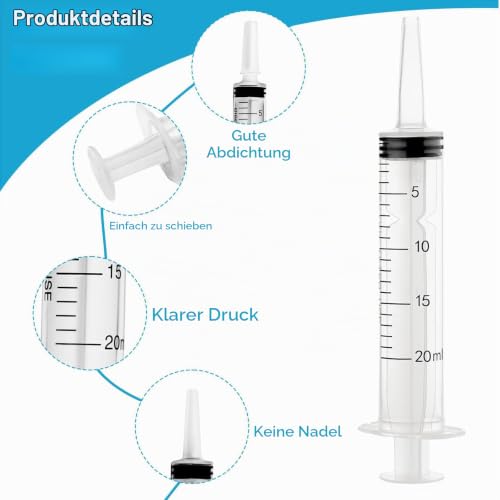 Syringes 20 ml Syringe Pack of 4 20 ml Disposable Syringes Plastic Dosing Syringe | HXC Syringe 20 ml with Cap Sterile Feed Syringe for Laboratory Animal Feeding Plant Watering Adhesive Application Halloween