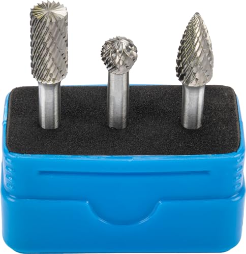 CONDOR tool 9813 | Carbide Burr Set Rotary Cutter | 3 Pieces | Wolf Frame Steel | Diameter 10mm | Shank 6mm | Suitable for Woodworking, Carving, Metal Polishing, Engraving and Drilling