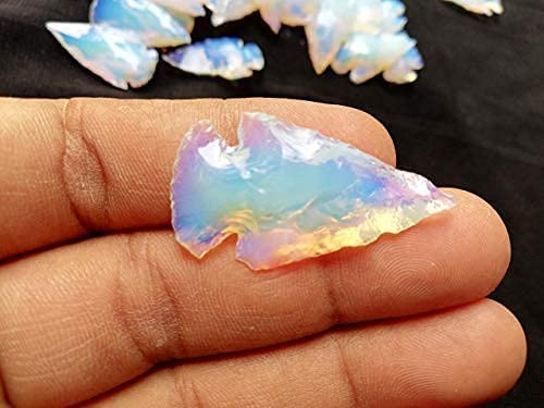White Opalite arrowheads (20 PCS) - Handmade Opalite Crystal Stone for Healing & Well Being - Agate Arrowhead Necklace, Jewelry Making & Gifting - Natural Indian Flint Small Arrowheads Opal White Opalite arrowheads (20 PCS)