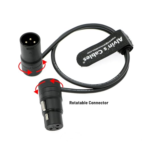 Alvin's Cables Rotatable Low-Profile XLR 3 Pin Male to Female Cable Original Connector Balanced Microphone Audio Cord 18 inches