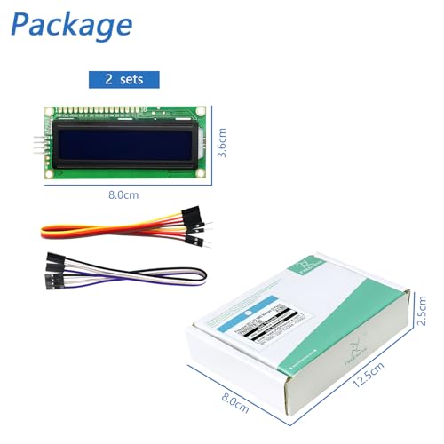 Freenove I2C IIC LCD 1602 Display Serial 16x2 Screen New Type (Pack of 2) | Compatible with Arduino Nano Raspberry Pi Pico ESP32 Development Board I2C 1602 2 Pack