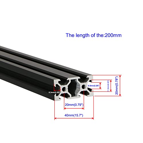 Black 2040 Aluminum Extrusion Profile European Standard Linear Rail 2040 Aluminum Profile Frame Machine DIY 3D printer workbench CNC (200mm) 4PCS Black 200mm