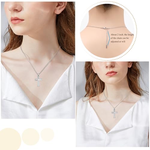 Oinsi Cross Cremation Necklace for Ashes Stainless Steel Crucifix Memorial Urn Jewelry for Women Men Keepsake Pendant Silver Tone