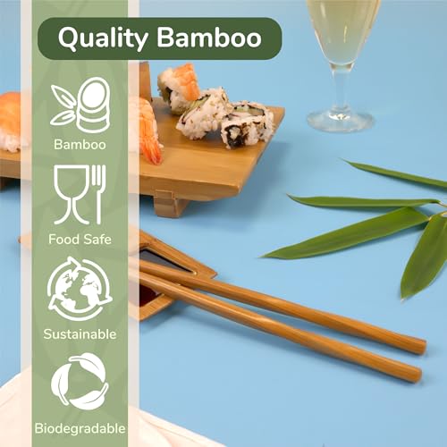 BambooMN 9" Reusable Twisted Japanese Bamboo Chopsticks - 36 Pairs Carbonized Brown - Twisted