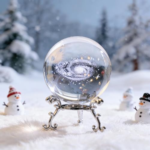AB-21 3D Laser Engraved Eagle Crystal Ball with Metal Stand - Desktop Decor for Astronomy Enthusiasts - Premium Optical Crystal Sculpture White12