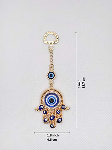 LUCKBOOSTIUM Hamsa Hand and Evil Eye Keychain with Crystal Rhinestones Gold Hamsa