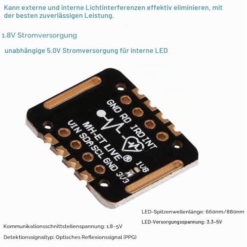 ARCELI Heart Rate Sensor Module MAX30102 Blood Oxygen Sensor Compatible with Arduino STM32