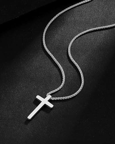 18/20In Cross Necklace for Men Birthday Confirmation Baptism Christian Gifts for Boys Teen 18inches