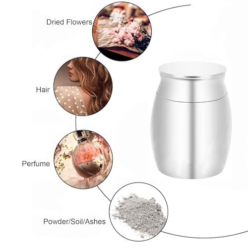 LZZEM Mini Urn for Ashes, Stainless Steel Keepsake Cremation Urn, Waterproof Memorial Ashes Holder, Small Pet and Human Ashes Container