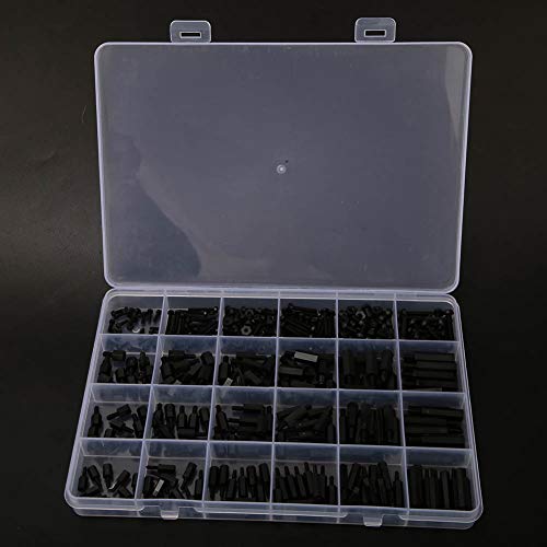 Dioche black nylon hexagonal support nut standoff kit with plastic case for PCB circuit boards and electronic devices