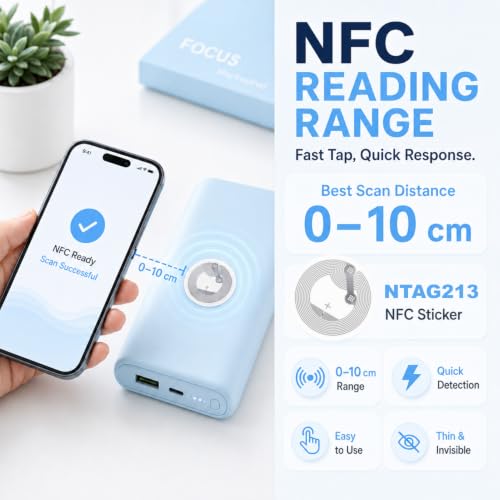 Pack of 50 NFC Tag Stickers, NFC Ntag213 Stickers, Rewritable NFC Chip, 144 Byte Memory, NFC Cards, Programmable NFC Chip NFC Card, NFC Sticker for All NFC-Enabled Mobile Phones and Devices