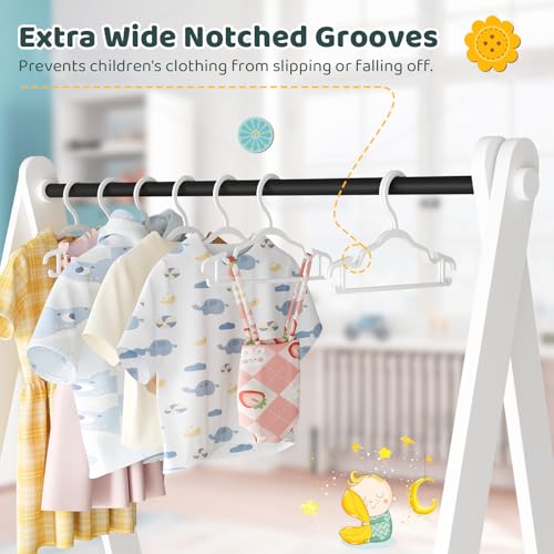Baby Hangers Kids Plastic Hangers for Closet Non-Slip Toddler Hanger for Infant Child Clothing, Small Children Hanger Ideal for Boys and Girls Closet Pants Coats Skirts - 60 Pack, White