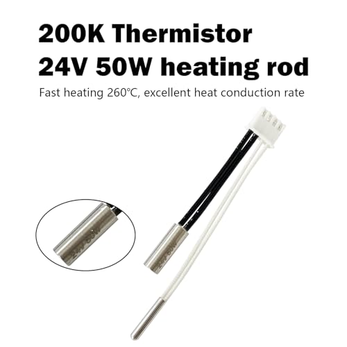 HzdaDeve 24V 50W Heater Cartridge 200K Thermistor for Kobra S1 Combo High Temperature Sensor Heating Tube Hotend Extruder 3D Printer Accessories Replacement (2-Pack)