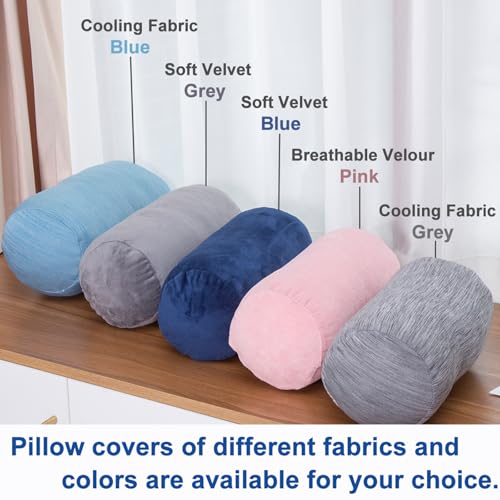 1 MIDDLE ONE Bolster Pillow with Removable Velvet Cover, Round Cylinder Neck Roll Pillow for Head, Back, Leg Support, Decorative Bed and Couch Pillow 16 x 6 Inches (Grey) Grey 16 inch