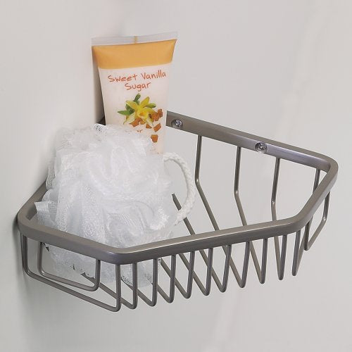 Gatco 1515 8-1/2-Inch Shower or Tub Corner Basket, Satin Nickel 8.5 Inch