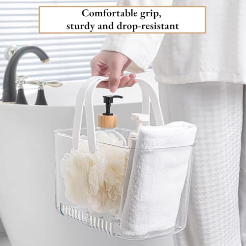 Shower Caddy Basket, Plastic Bathroom Shower Caddy with Handle and Drain Holes, Tote Organizer Basket Bin for Dorm Bathroom College Gym, 10.24in*5.9in*5.9in