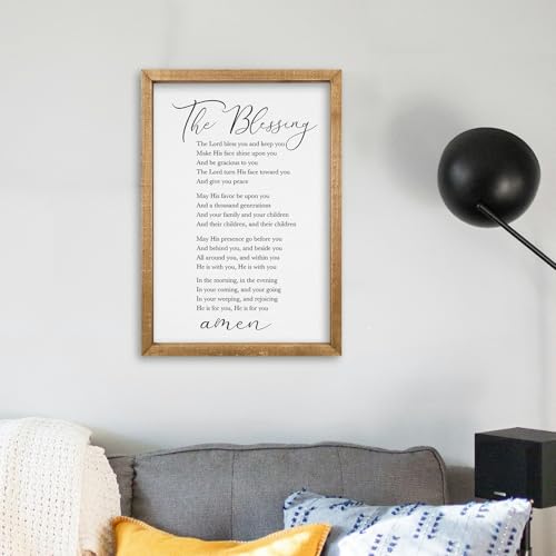 comurdyo The Blessing Bible Verse Wall Art, 16"×11", Wood 16"L x 11"W The Blessing (Wood)