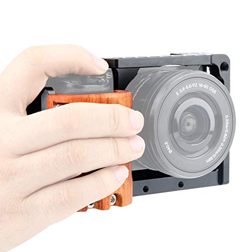 NICEYRIG Cage Kit for Sony Alpha A6300 /A6400/ A6100/A6000, with Wooden Handgrip - 109