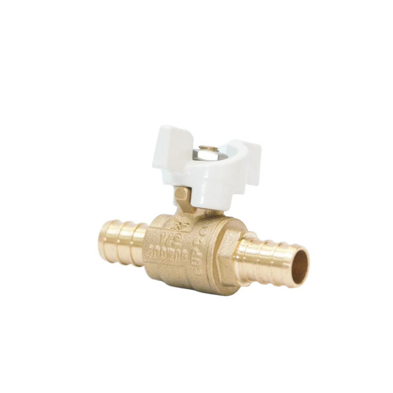 [Australia - AusPower] - 1/2-in Brass Pex Ball Valve, 1/4 Turn Pex Shut Off Valve with White T-handle,1/2" Mini Brass Pex Barb Valve for Pex Tubing for Hot or Cold Water- (2-Pack) 2 