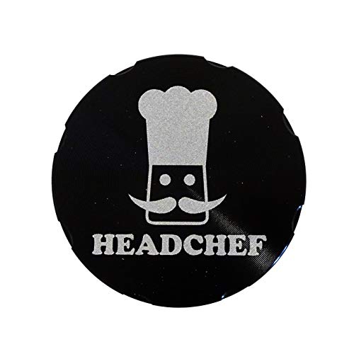 Headchef Razor, 4 Piece Grinder, Metal Herb Grinder with Sifter Scraper (Black, 40mm)
