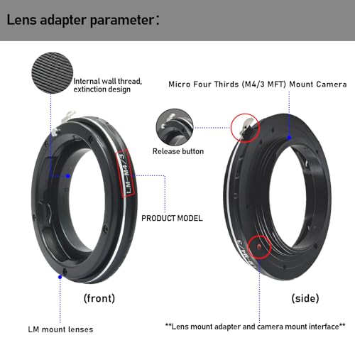 LM to M4/3 Lens Adapter, Compatible with LM Zeiss ZM,Voigtlander VM Lens to with Micro 4/3(MFT, M4/3) Mount Camera, Such as EP1,EP2,EP3,EPL1,EPL2,EPL3,EPL5,EPM1 Leica M to M4/3 Lens adapter
