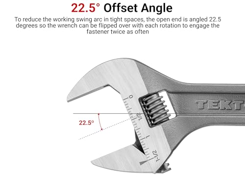 TEKTON 6-inch adjustable wrench with chrome finish and adjustable jaw, model WSA04122