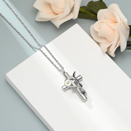 shajwo Hummingbird Urn Necklaces for Ashes Cross-Gold
