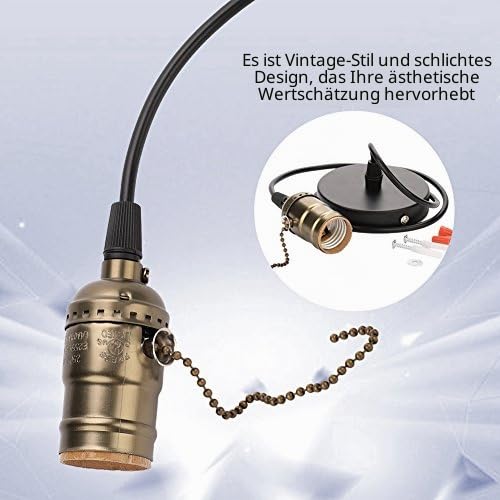 Vintage Light Holder, E27 Edison Retro Elegant Industrial Wall Pendant Ceiling Mounted Stand Light Lamp Bulb Base Holder Socket Lighting Screw with Pull Chain Switch(Bronze)